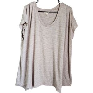 Terra & Sky cream and white striped boxy knit top womens plus size 1x